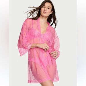Victoria’s Secret Tickled Pink Boho Floral Embroidered Dressing Gown